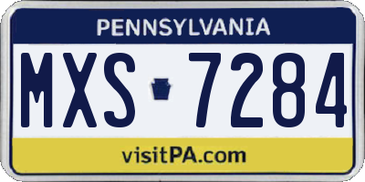 PA license plate MXS7284