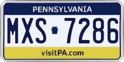 PA license plate MXS7286