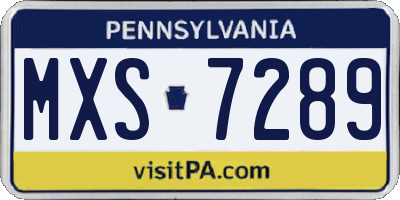 PA license plate MXS7289