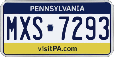 PA license plate MXS7293