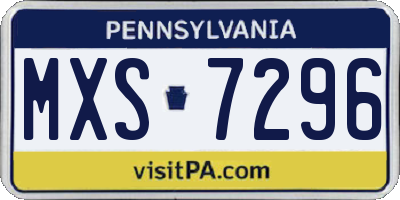 PA license plate MXS7296