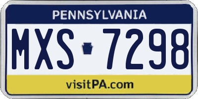 PA license plate MXS7298