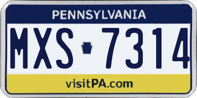 PA license plate MXS7314