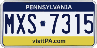 PA license plate MXS7315