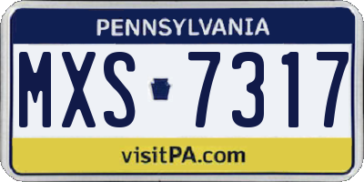 PA license plate MXS7317