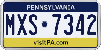 PA license plate MXS7342