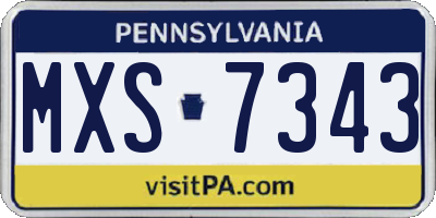 PA license plate MXS7343
