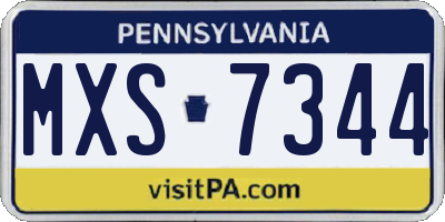 PA license plate MXS7344