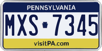 PA license plate MXS7345