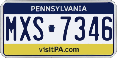 PA license plate MXS7346