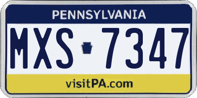 PA license plate MXS7347