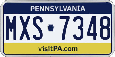 PA license plate MXS7348