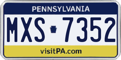 PA license plate MXS7352
