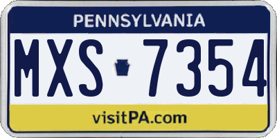 PA license plate MXS7354