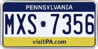 PA license plate MXS7356