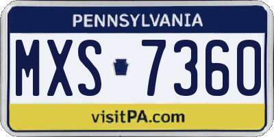 PA license plate MXS7360