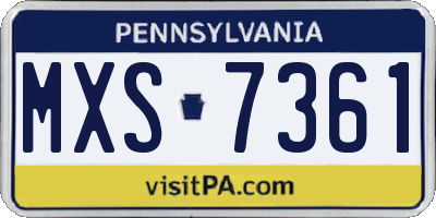 PA license plate MXS7361
