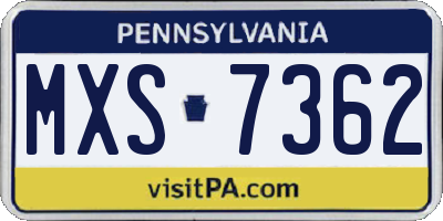 PA license plate MXS7362