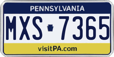 PA license plate MXS7365