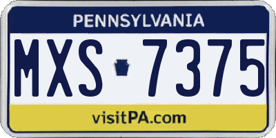 PA license plate MXS7375