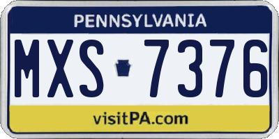 PA license plate MXS7376