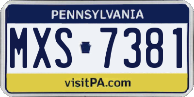 PA license plate MXS7381