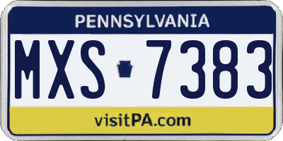PA license plate MXS7383