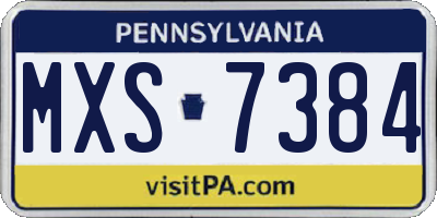 PA license plate MXS7384