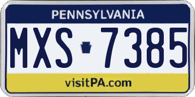 PA license plate MXS7385