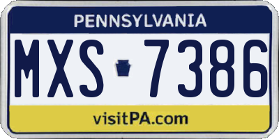PA license plate MXS7386