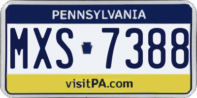 PA license plate MXS7388