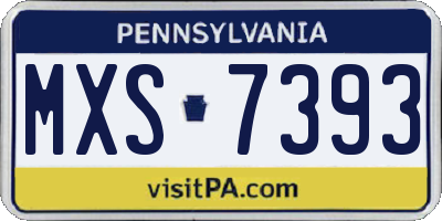 PA license plate MXS7393