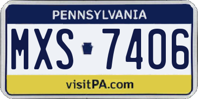 PA license plate MXS7406