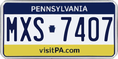 PA license plate MXS7407