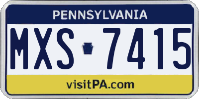 PA license plate MXS7415