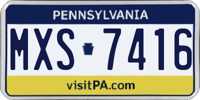 PA license plate MXS7416