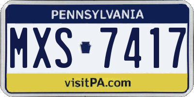 PA license plate MXS7417