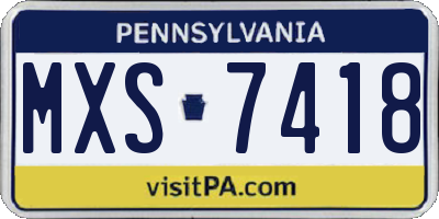 PA license plate MXS7418