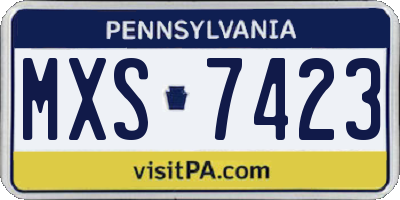 PA license plate MXS7423
