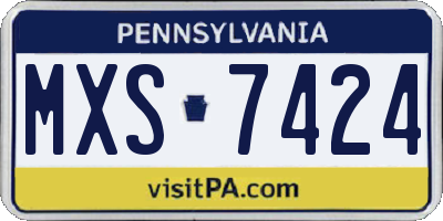 PA license plate MXS7424