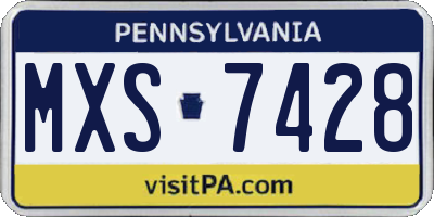 PA license plate MXS7428