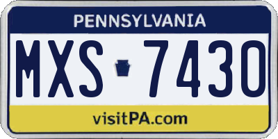 PA license plate MXS7430