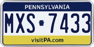 PA license plate MXS7433