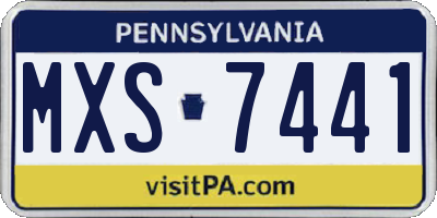 PA license plate MXS7441