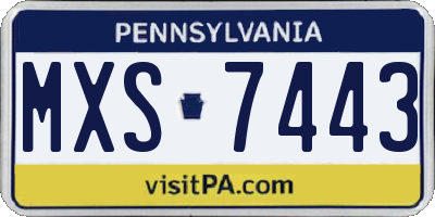 PA license plate MXS7443