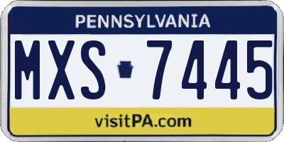 PA license plate MXS7445