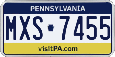 PA license plate MXS7455