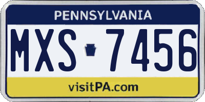 PA license plate MXS7456