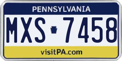 PA license plate MXS7458