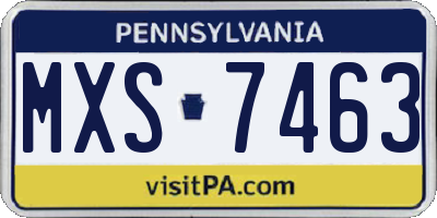 PA license plate MXS7463